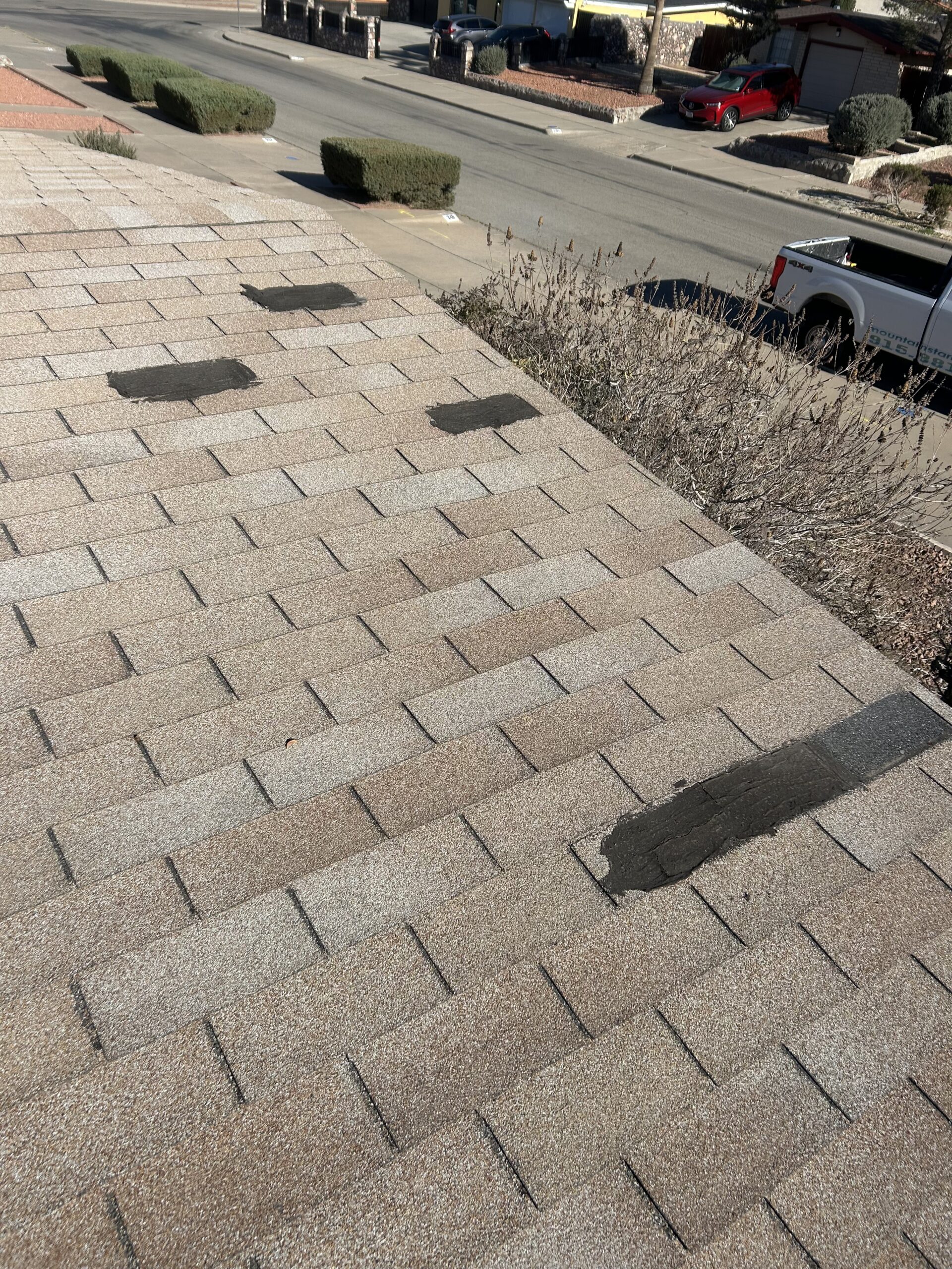 Roof repair work in progress